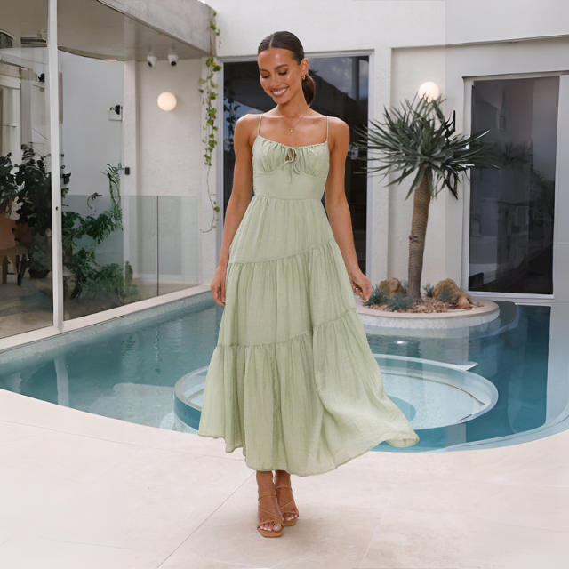 2024 Summer Sexy Elegant Long Dress Backless Stitching dress