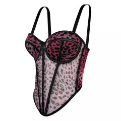 Sexy Leopard Dot Pattern Stitching Bra corset tops