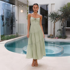 2024 Summer Sexy Elegant Long Dress Backless Stitching dress