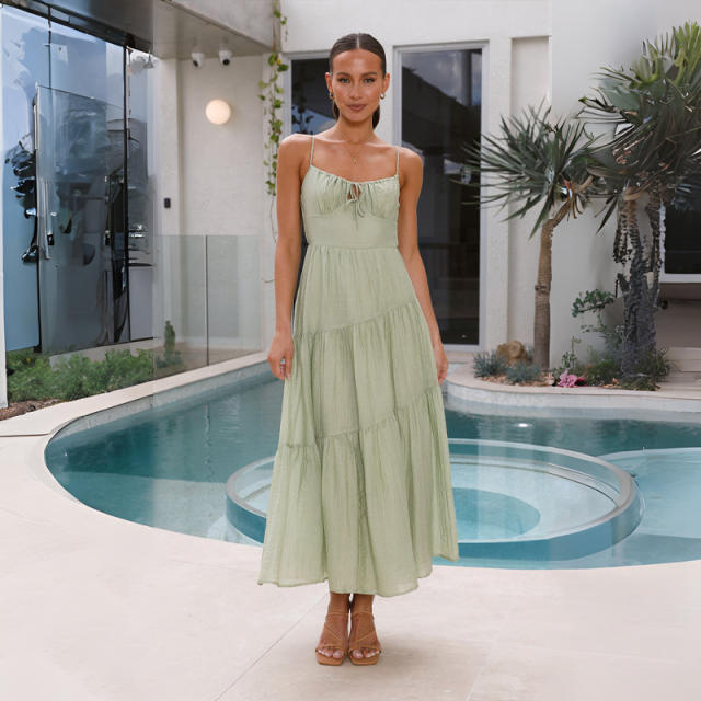 2024 Summer Sexy Elegant Long Dress Backless Stitching dress