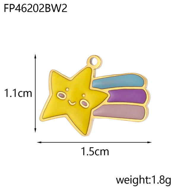 Creative Simple Five-pointed Star Stainless Steel Small Pendant enamel diy jewelry Accessories
