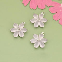 Electroplated 18K gold micro-inlaid colored diamond petal pendant for earrings necklace bracelet 1pcs