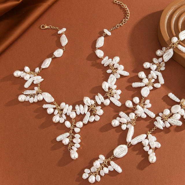 Highlight Imitation Pearl Heavy Handmade Wedding Festival layer necklace