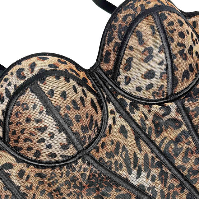 Sexy Leopard Dot Pattern Stitching Bra corset tops