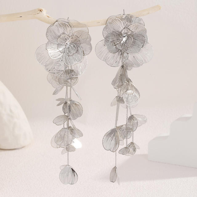 Manifold Butterfly Leaves Heavy Handmade Elegant Wedding Show Women's Earrings