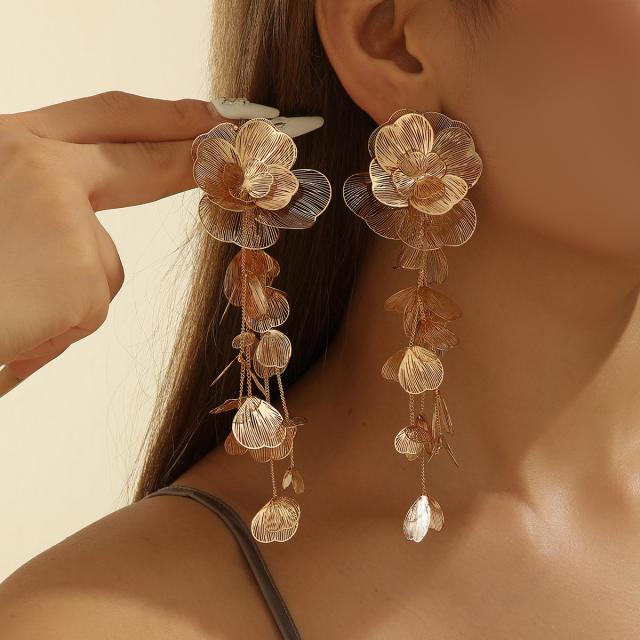 Manifold Butterfly Leaves Heavy Handmade Elegant Wedding Show Women's Earrings
