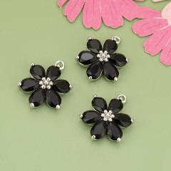Electroplated 18K gold micro-inlaid colored diamond petal pendant for earrings necklace bracelet 1pcs