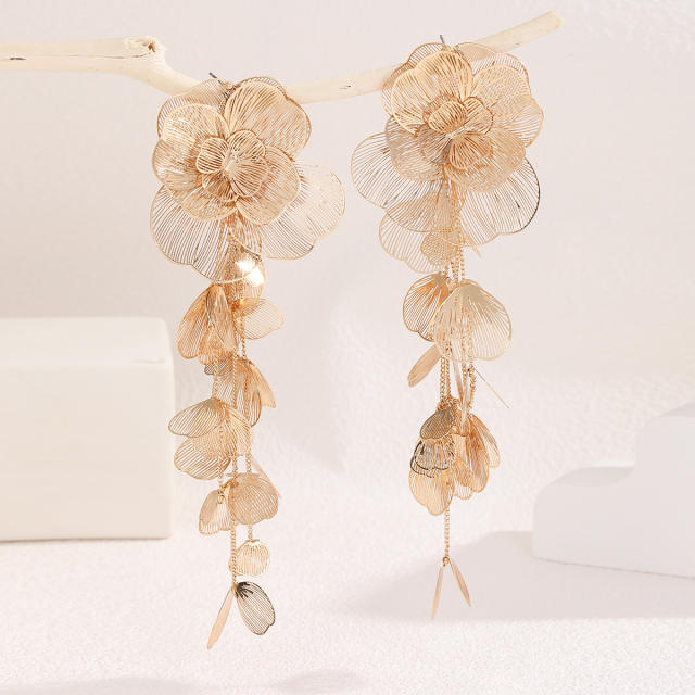 Manifold Butterfly Leaves Heavy Handmade Elegant Wedding Show Women's Earrings