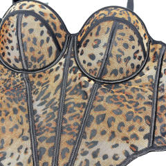 Sexy Leopard Dot Pattern Stitching Bra corset tops