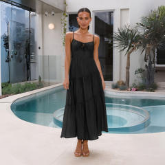 2024 Summer Sexy Elegant Long Dress Backless Stitching dress