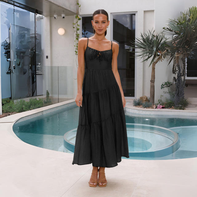 2024 Summer Sexy Elegant Long Dress Backless Stitching dress