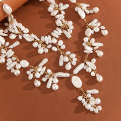 Highlight Imitation Pearl Heavy Handmade Wedding Festival layer necklace