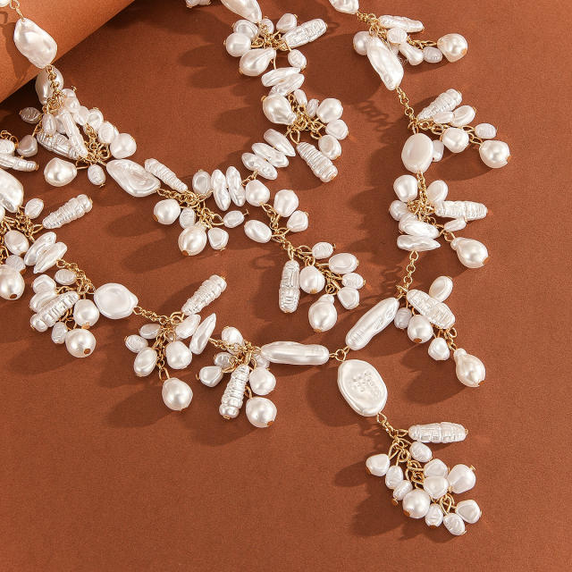 Highlight Imitation Pearl Heavy Handmade Wedding Festival layer necklace