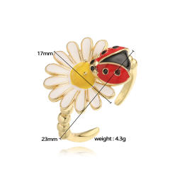 Sweet enamel daisy ladybug charm necklace earrings rings suit