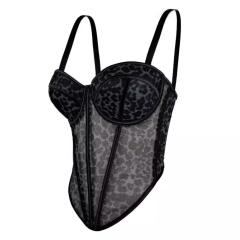 Sexy Leopard Dot Pattern Stitching Bra corset tops