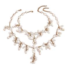 Highlight Imitation Pearl Heavy Handmade Wedding Festival layer necklace