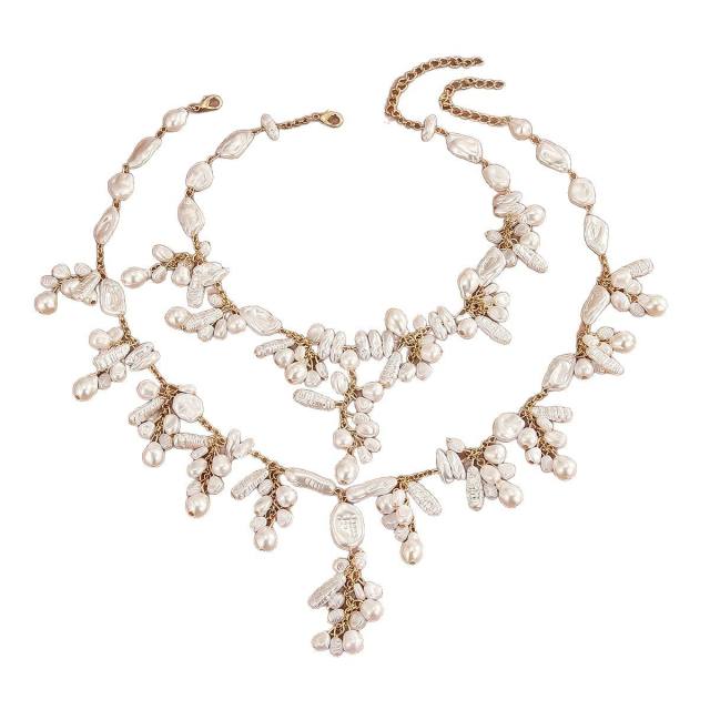 Highlight Imitation Pearl Heavy Handmade Wedding Festival layer necklace