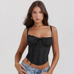 Summer new fashion lace stitching strap cropped tops camisoles