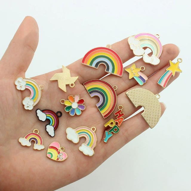 Creative Simple Five-pointed Star Stainless Steel Small Pendant enamel diy jewelry Accessories