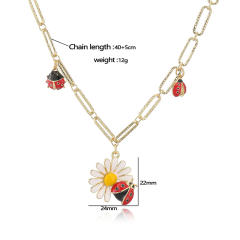 Sweet enamel daisy ladybug charm necklace earrings rings suit