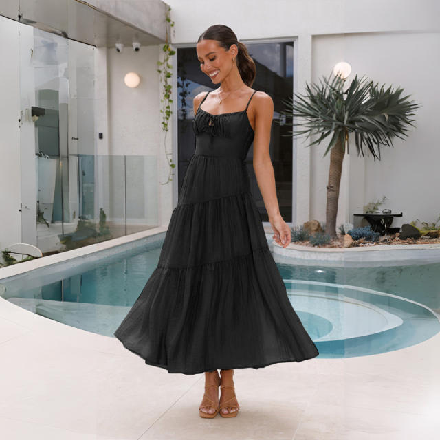 2024 Summer Sexy Elegant Long Dress Backless Stitching dress