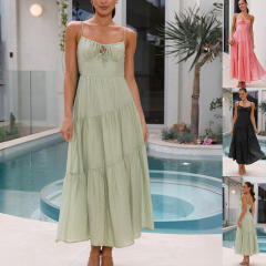 2024 Summer Sexy Elegant Long Dress Backless Stitching dress