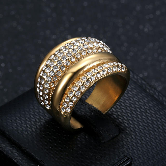Hip-hop fashion personalized ring stainless steel diamond rings