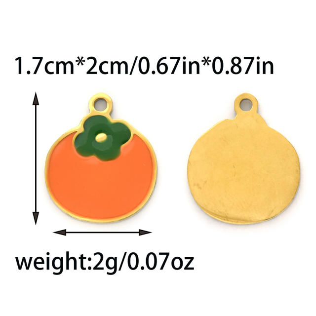 304 stainless steel oil drop fruit pendant diy color all-match cherry peach pineapple banana strawberry persimmon accessories