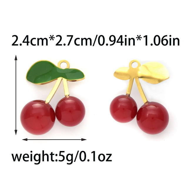 304 Stainless steel enamel fruit cherry watermelon charm diy jewelry accessory