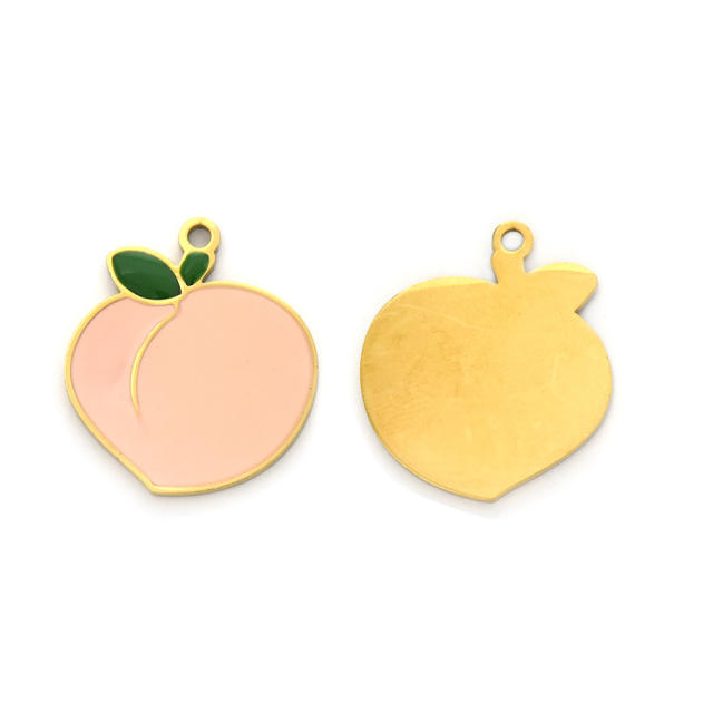 304 stainless steel oil drop fruit pendant diy color all-match cherry peach pineapple banana strawberry persimmon accessories