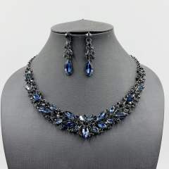 European American necklace earrings two-piece flower bride retro high-end design suit