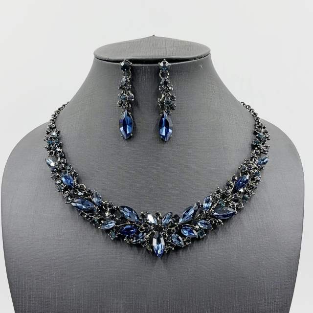 European American necklace earrings two-piece flower bride retro high-end design suit