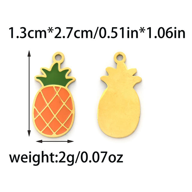 304 stainless steel oil drop fruit pendant diy color all-match cherry peach pineapple banana strawberry persimmon accessories
