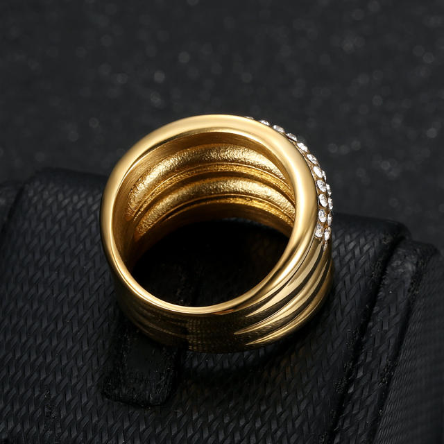Hip-hop fashion personalized ring stainless steel diamond rings