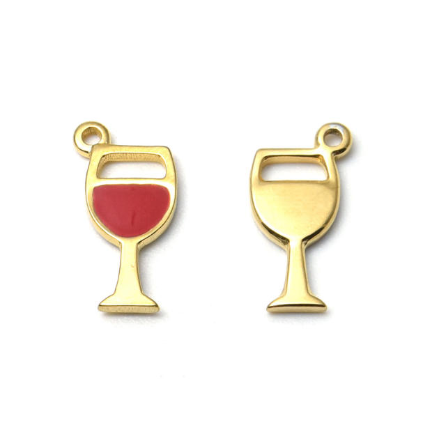 304 Stainless steel the queen series heels crown Wine Glass enamel charms DIY jewelry accessory