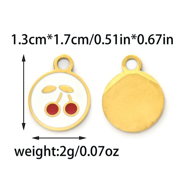304 stainless steel oil drop fruit pendant diy color all-match cherry peach pineapple banana strawberry persimmon accessories