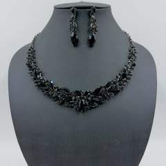 European American necklace earrings two-piece flower bride retro high-end design suit