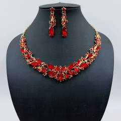 European American necklace earrings two-piece flower bride retro high-end design suit