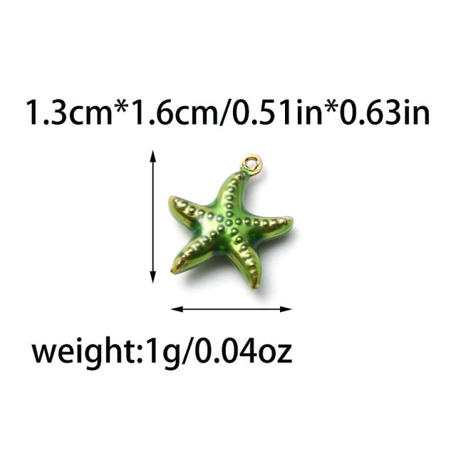 304 stainless steel enamel starfish shell ocean series charm diy jewelry accessory