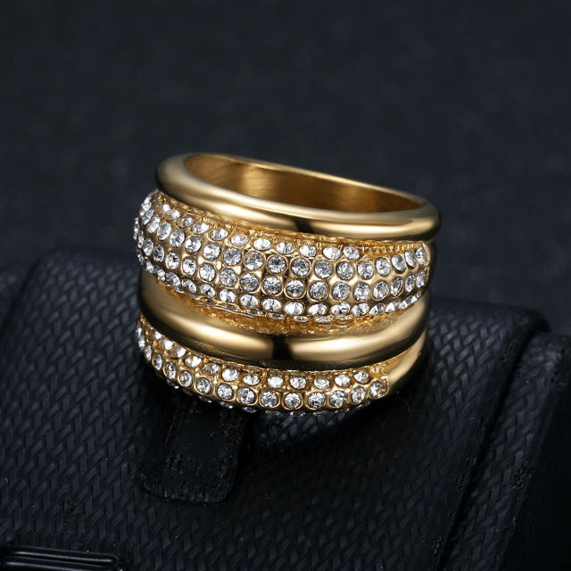 Hip-hop fashion personalized ring stainless steel diamond rings