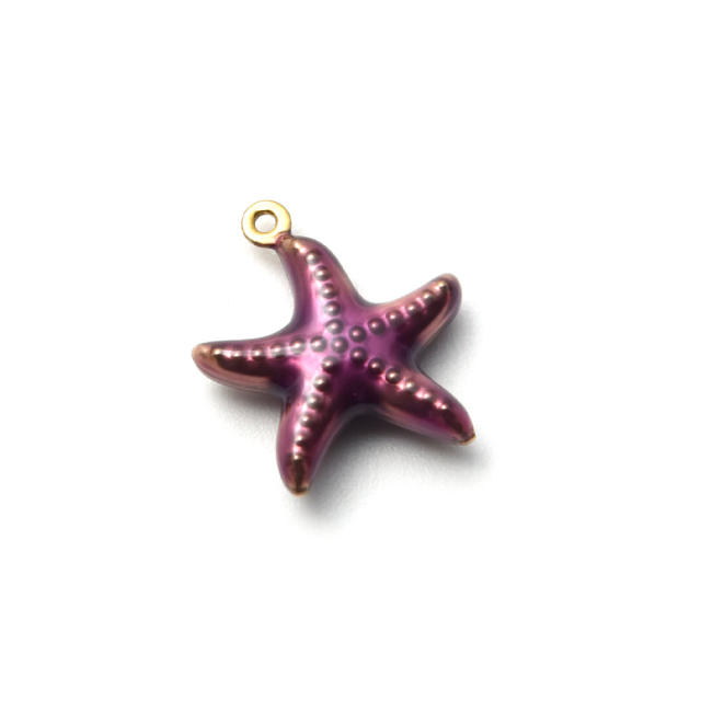 304 stainless steel enamel starfish shell ocean series charm diy jewelry accessory
