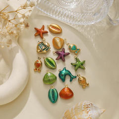 304 stainless steel enamel starfish shell ocean series charm diy jewelry accessory