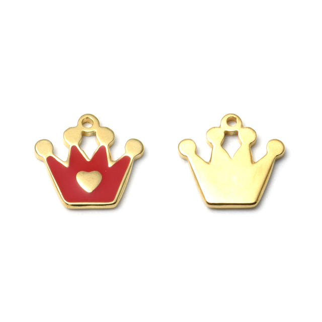 304 Stainless steel the queen series heels crown Wine Glass enamel charms DIY jewelry accessory