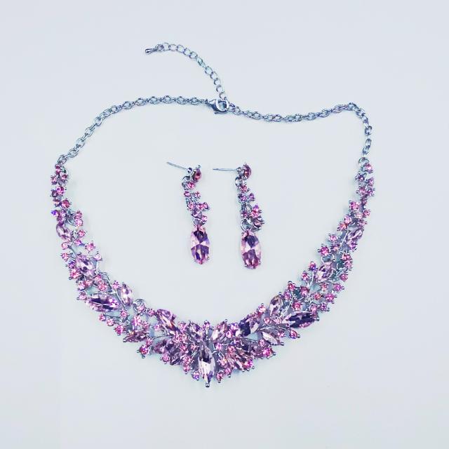 European American necklace earrings two-piece flower bride retro high-end design suit
