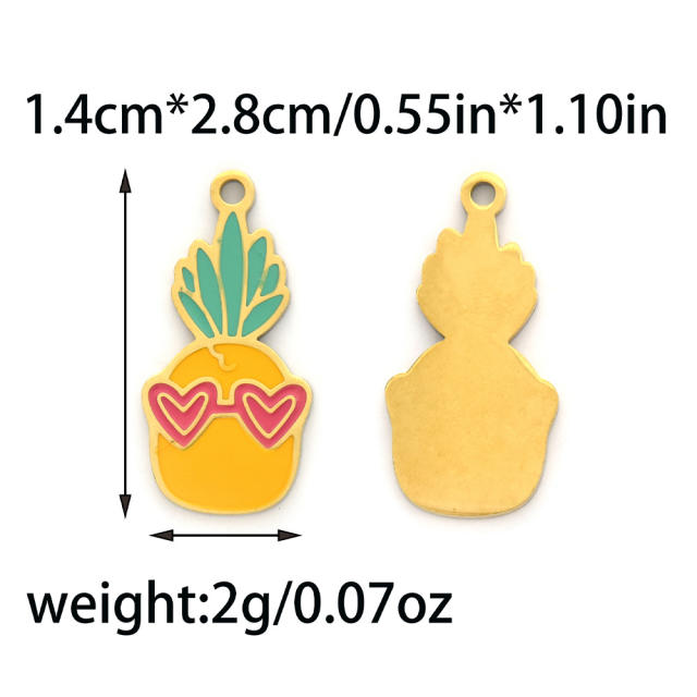 304 stainless steel oil drop fruit pendant diy color all-match cherry peach pineapple banana strawberry persimmon accessories