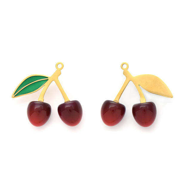 304 Stainless steel enamel fruit cherry watermelon charm diy jewelry accessory