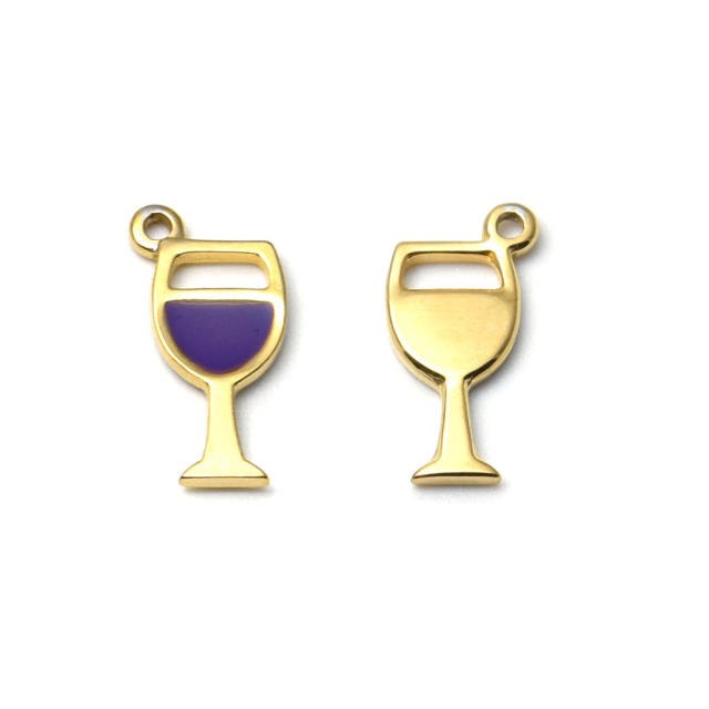 304 Stainless steel the queen series heels crown Wine Glass enamel charms DIY jewelry accessory
