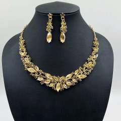 European American necklace earrings two-piece flower bride retro high-end design suit