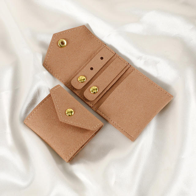 Creative Microfiber Jewelry Roll Portable Folding Earrings Necklace Ring Jewelry Mini Storage Bag