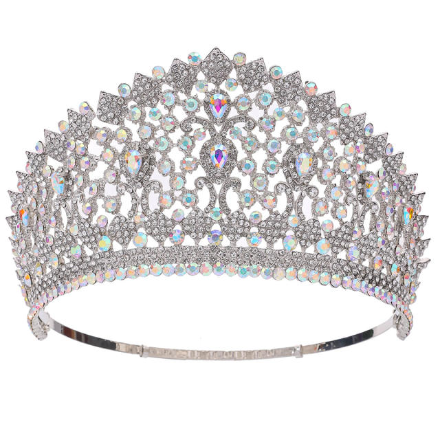 Bride Crown Hair Jewelry Laurel Baroque Queen Beauty Show Crown High-end Full Crown Zircon Crown